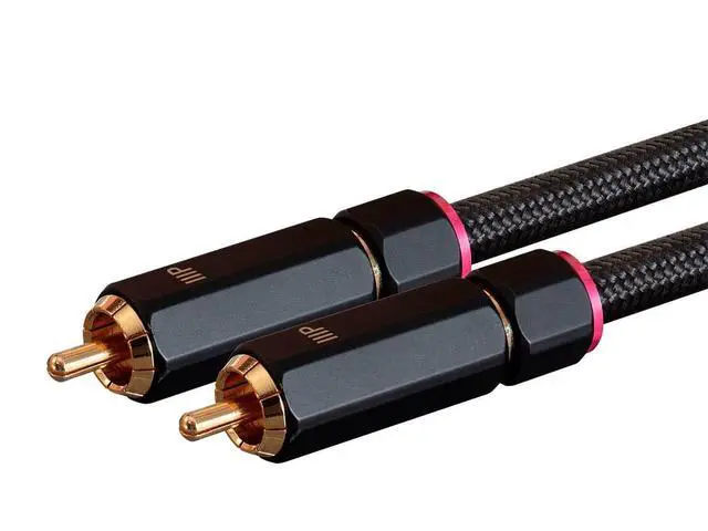 Alt view image 3 of 4 - Male RCA Two Channel Stereo Audio Cable - Gold Plated Connectors, Double Shielded, 6 Feet, Black - Onix Series