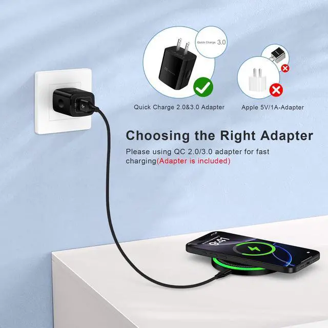 Alt view image 3 of 7 - for Samsung Wireless Charger Pad for Galaxy S25 FE S25 Ultra S24FE S24 S23 S22 S21 Z Fold/Flip 7, 15W Fast Wireless Charging Station with 18W Adapter for iPhone 17 16 15 14 13,Google Pixel 10 9 Pro XL