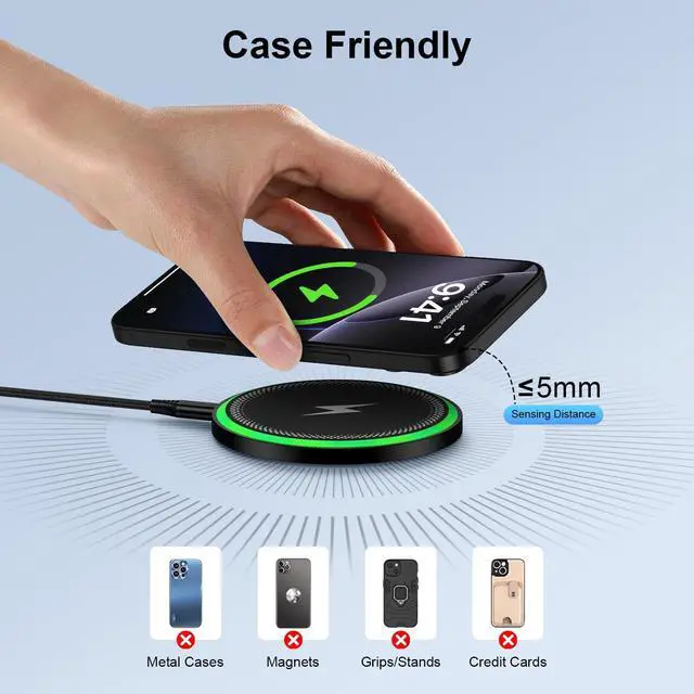 Alt view image 6 of 7 - for Samsung Wireless Charger Pad for Galaxy S25 FE S25 Ultra S24FE S24 S23 S22 S21 Z Fold/Flip 7, 15W Fast Wireless Charging Station with 18W Adapter for iPhone 17 16 15 14 13,Google Pixel 10 9 Pro XL