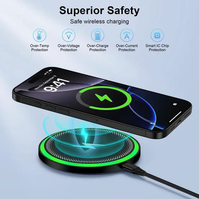 Alt view image 5 of 7 - for Samsung Wireless Charger Pad for Galaxy S25 FE S25 Ultra S24FE S24 S23 S22 S21 Z Fold/Flip 7, 15W Fast Wireless Charging Station with 18W Adapter for iPhone 17 16 15 14 13,Google Pixel 10 9 Pro XL