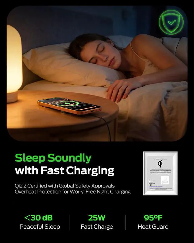 Alt view image 6 of 7 - for MagSafe Charger, Qi2.2 Certified 25W Magnetic Wireless Fast Charging Pad Compatible with iPhone 17/16/15/14/13/12 Series, AirPods Pro 4/3/2, Samsung Galaxy and More(Black)