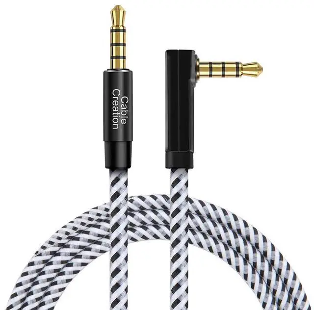 Main image of 3.5mm Audio Cable(3FT/0.9M), 90 Degree Right Angle 4-Conductor TRRS 3.5mm Stereo Aux Cable with Microphone for Car Headphones,Speaker,Tablets,Laptops,Smart Phones