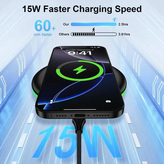Alt view image 2 of 7 - Wireless Charger Pad for Samsung Galaxy S25 FE S25 Ultra S25 Edge S25 S24FE S23 S22 Z Flip7 FE Z Fold7,Wireless Phone Charger Fast Charging for iPhone 17/16/15/14/13/12,Google Pixel 10 Pro XL Fold 9 8