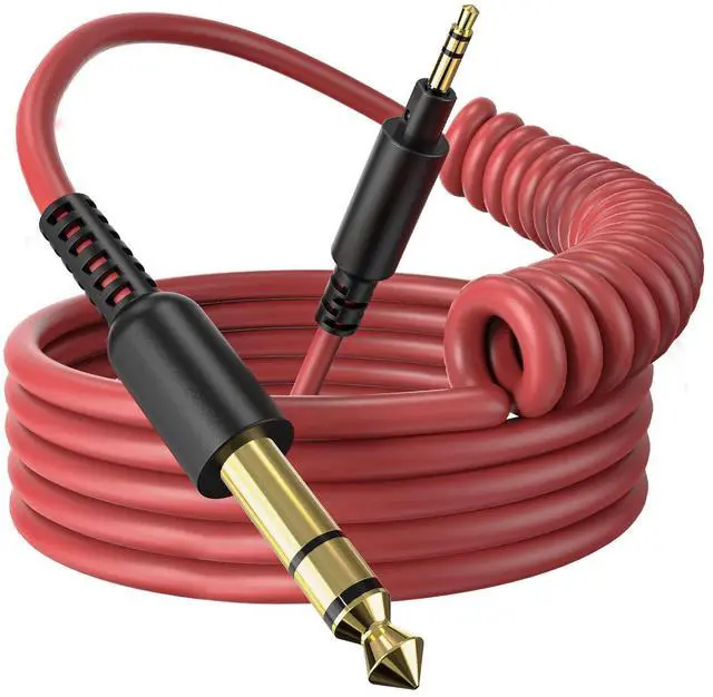 Main image of Coiled 3.5mm to 6.35mm TRS Stereo Audio Cable, 6.9ft-9.8ft Stretchable, Gold-Plated Connectors, Spring Guitar/Amp/HiFi Aux Cord for Fusion A71