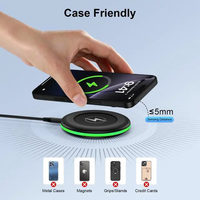 Alt view image 6 of 7 - Wireless Charger Pad for Samsung Galaxy S25 FE S25 Ultra S25 Edge S25 S24FE S23 S22 Z Flip7 FE Z Fold7,Wireless Phone Charger Fast Charging for iPhone 17/16/15/14/13/12,Google Pixel 10 Pro XL Fold 9 8