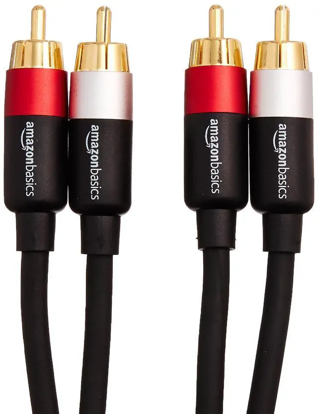 Alt view image 3 of 6 - 2 RCA Stereo Audio Cable for Hi-Fi System, Amplifier, Active Speakers or Subwoofer with Gold-Plated Plugs, Digital Audio Compatible, 4 Feet, Black