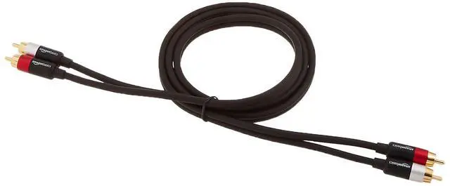 Alt view image 4 of 6 - 2 RCA Stereo Audio Cable for Hi-Fi System, Amplifier, Active Speakers or Subwoofer with Gold-Plated Plugs, Digital Audio Compatible, 4 Feet, Black