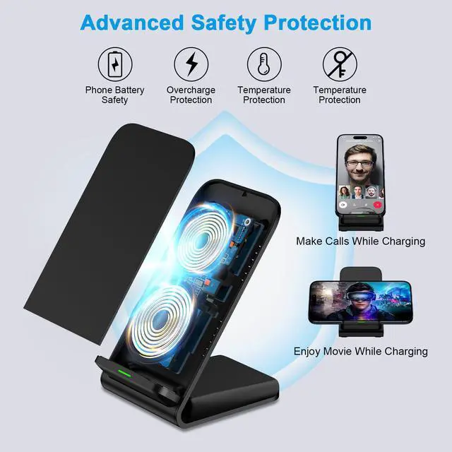 Alt view image 4 of 7 - for Samsung Wireless Charger 15W Fast Charging Stand for Samsung Galaxy S26 Ultra S26+ S26 S25 FE S24 S23 S22 S21, Android Wireless Charger Phone Charging Stand for Google Pixel 10a 9 Pro XL 8 Pro