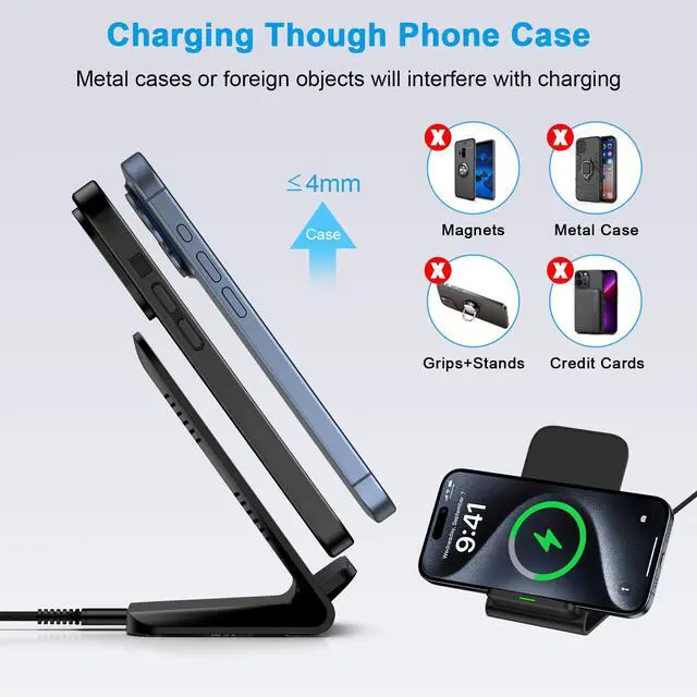 Alt view image 5 of 7 - for Samsung Wireless Charger 15W Fast Charging Stand for Samsung Galaxy S26 Ultra S26+ S26 S25 FE S24 S23 S22 S21, Android Wireless Charger Phone Charging Stand for Google Pixel 10a 9 Pro XL 8 Pro