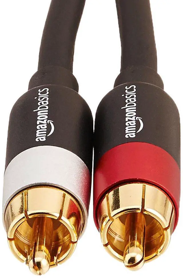 Alt view image 2 of 6 - 2 RCA Stereo Audio Cable for Hi-Fi System, Amplifier, Active Speakers or Subwoofer with Gold-Plated Plugs, Digital Audio Compatible, 4 Feet, Black