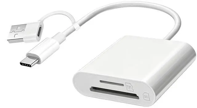 Main image of USB C SD Card Reader, USB SD Card Reader, Supports SD and Micro SD Memory Card Adapters for iPhone 15 16 17/iPad/MacBook/Mac, with USB to USB C Adapter