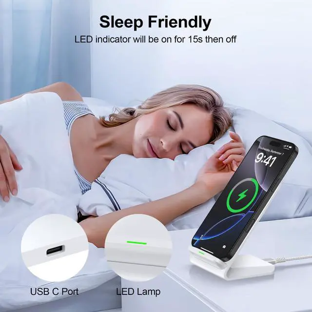 Alt view image 6 of 7 - Fast Wireless Upright Charger,Wireless Charger Phone Stand Compatible with Samsung Galaxy S26/S25 FE/S26 Ultra/S25 Ultra/S23;Cordless Charging Stand +USB A Wall Block for iPhone 17 16 Pro Max 15 14 13