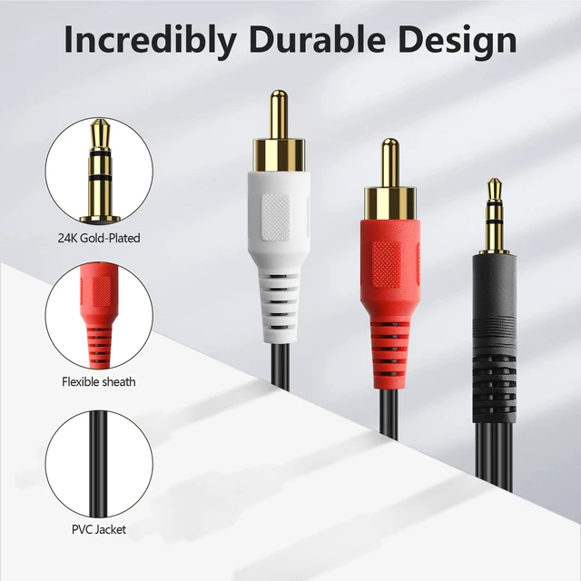 Alt view image 4 of 7 - 3.5mm Stereo Male to 2RCA Male (Right and Left) RCA Audio Cable (50 Feet)