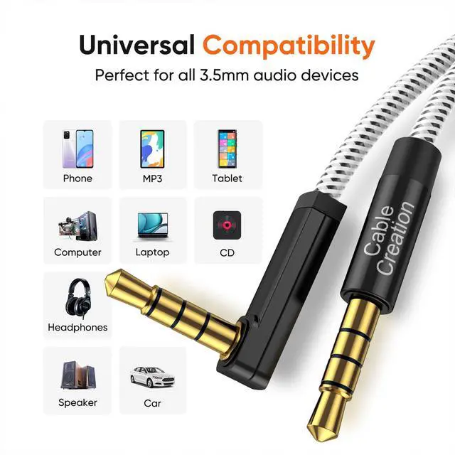 Alt view image 3 of 7 - 3.5mm Audio Cable(3FT/0.9M), 90 Degree Right Angle 4-Conductor TRRS 3.5mm Stereo Aux Cable with Microphone for Car Headphones,Speaker,Tablets,Laptops,Smart Phones