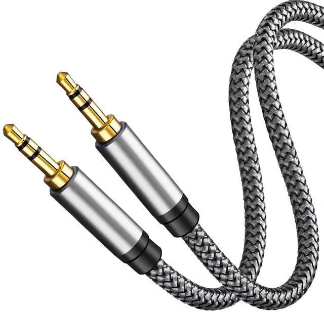 Main image of 3.5mm Nylon Braided Aux Cable 12Ft, Audio Auxiliary Input Adapter Male to Male Cord for Headphones, Car, Home Stereos, Speaker, iPhone, iPad, iPod & More(12Ft/4M,Silver)