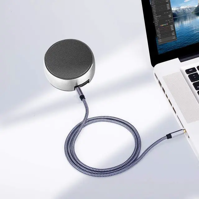 Alt view image 6 of 7 - 3.5mm Nylon Braided Aux Cable 12Ft, Audio Auxiliary Input Adapter Male to Male Cord for Headphones, Car, Home Stereos, Speaker, iPhone, iPad, iPod & More(12Ft/4M,Silver)