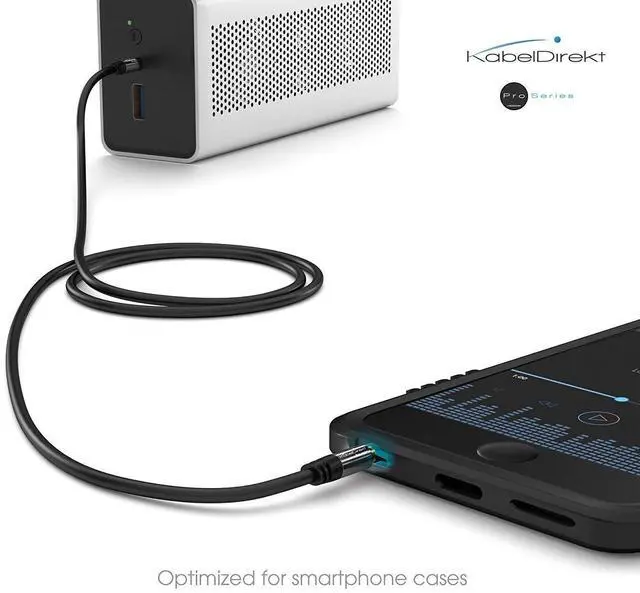 Alt view image 3 of 6 - KabelDirekt Aux Audio Jack Cable 3.5mm 10ft Metal | Superior sound: The 3.5mm to 3.5mm audio cable delivers outstanding stereo audio to headphones, headsets or amplifiers