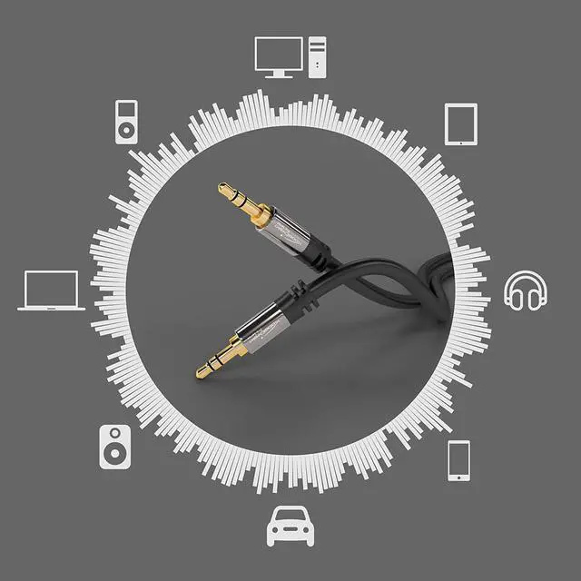 Alt view image 4 of 6 - KabelDirekt Aux Audio Jack Cable 3.5mm 10ft Metal | Superior sound: The 3.5mm to 3.5mm audio cable delivers outstanding stereo audio to headphones, headsets or amplifiers