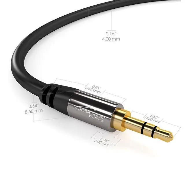 Alt view image 5 of 6 - KabelDirekt Aux Audio Jack Cable 3.5mm 10ft Metal | Superior sound: The 3.5mm to 3.5mm audio cable delivers outstanding stereo audio to headphones, headsets or amplifiers
