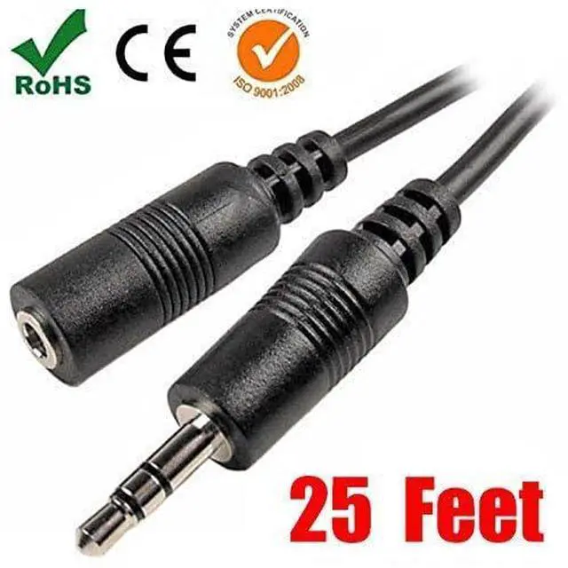 Alt view image 4 of 6 - 25 Feet 3.5mm Male to Female Stereo Audio Cable for Phones, Headphones, Speakers, Tablets, PCs, MP3 Players and More