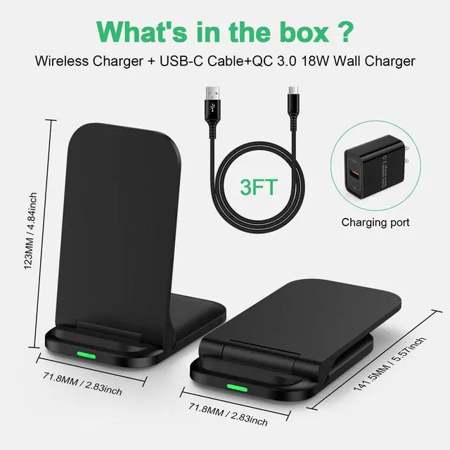 Alt view image 5 of 7 - Foldable Samsung Wireless Charger Fast Charging Stand Wireless Android Desk Phone Charger Pad 15W for Samsung Galaxy S25 Edge S25 Ultra S25 Plus S24 S23 S22, iPhone 16e/16 Plus/Pro, with 18W Adapter