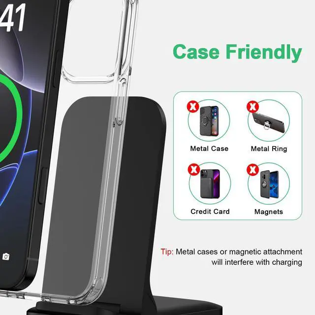 Alt view image 6 of 7 - Foldable Samsung Wireless Charger Fast Charging Stand Wireless Android Desk Phone Charger Pad 15W for Samsung Galaxy S25 Edge S25 Ultra S25 Plus S24 S23 S22, iPhone 16e/16 Plus/Pro, with 18W Adapter
