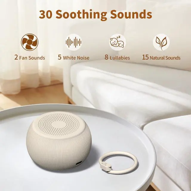 Alt view image 3 of 7 - Portable Travel Sound Machine White Noise Machine 40h Battery Brown Noise Machine 30 Soothing Sounds & Hushing Sound for Baby 4 Timers Memory Function 32 Adjustable Volume for Kids Adults Home Office
