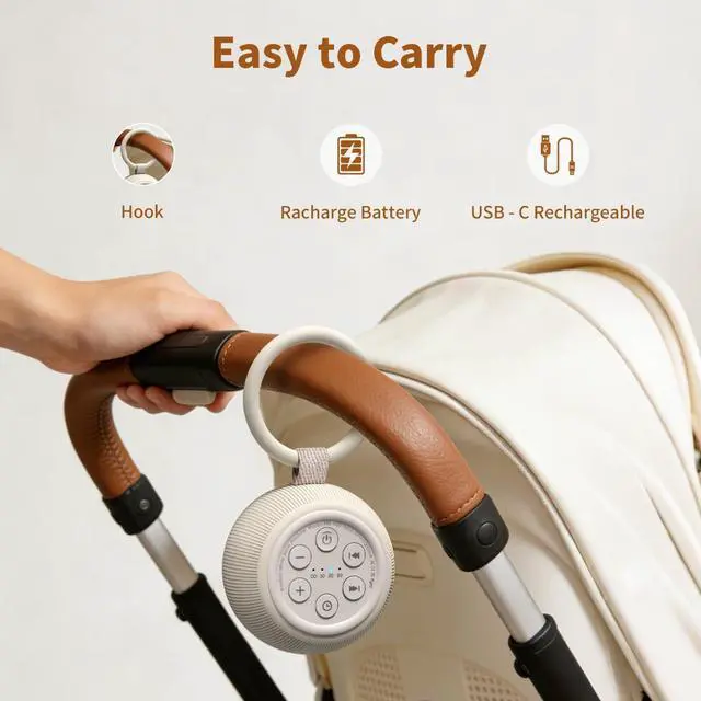 Alt view image 5 of 7 - Portable Travel Sound Machine White Noise Machine 40h Battery Brown Noise Machine 30 Soothing Sounds & Hushing Sound for Baby 4 Timers Memory Function 32 Adjustable Volume for Kids Adults Home Office