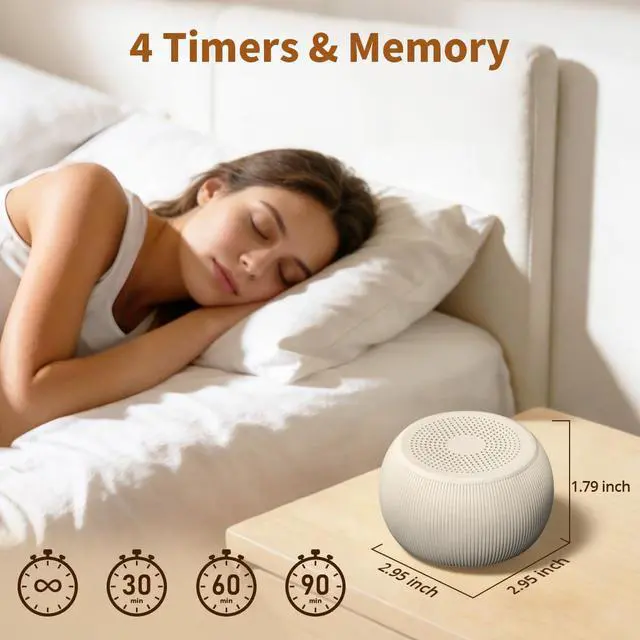 Alt view image 6 of 7 - Portable Travel Sound Machine White Noise Machine 40h Battery Brown Noise Machine 30 Soothing Sounds & Hushing Sound for Baby 4 Timers Memory Function 32 Adjustable Volume for Kids Adults Home Office