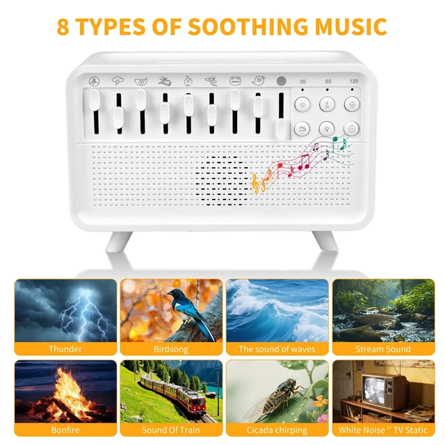 Alt view image 3 of 7 - 4-in-1 White Noise Sleep Sound Machine with Humidifier, Diffuser, Bluetooth Speaker & Night Light, 8 Natural Sounds, USB Powered, Timer, Sound Machine for Sleeping Adults and Baby, Bedroom, Yoga
