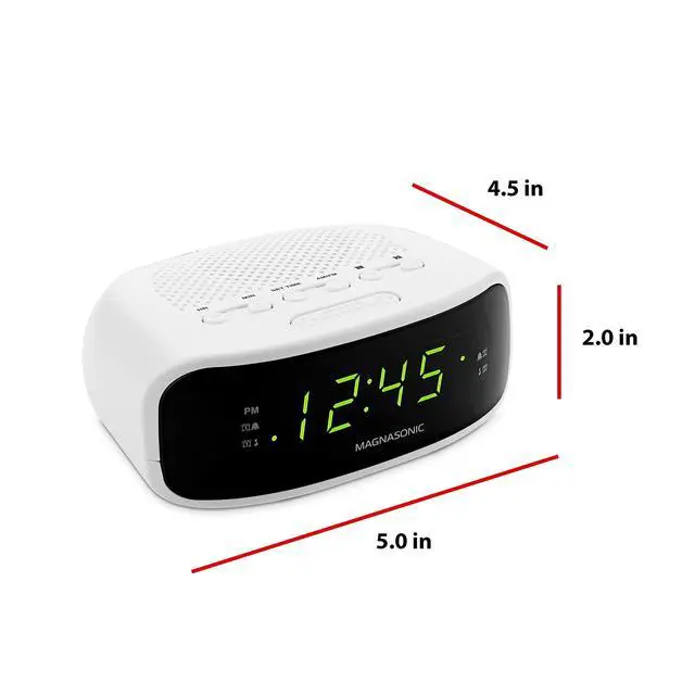 Alt view image 2 of 7 - Digital AM/FM Clock Radio with Battery Backup, Dual Alarm, Sleep & Snooze Functions, Display Dimming Option,White (EAAC201)