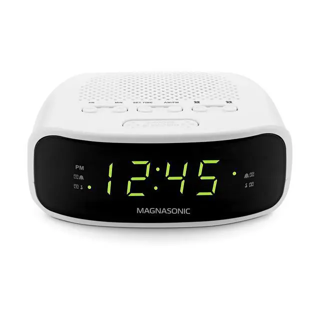 Alt view image 3 of 7 - Digital AM/FM Clock Radio with Battery Backup, Dual Alarm, Sleep & Snooze Functions, Display Dimming Option,White (EAAC201)