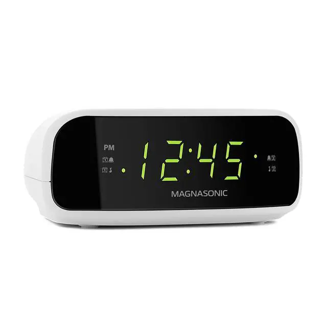 Alt view image 6 of 7 - Digital AM/FM Clock Radio with Battery Backup, Dual Alarm, Sleep & Snooze Functions, Display Dimming Option,White (EAAC201)