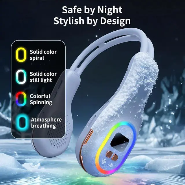 Alt view image 4 of 7 - Portable Neck Fan, 360° Wind Direction Adjustment Bladeless Fan, 6000mAh Battery Operated Wearable Personal Fan, Flexible Cooling Fan for Outdoor & Indoor Activities and Travel -White,Medium