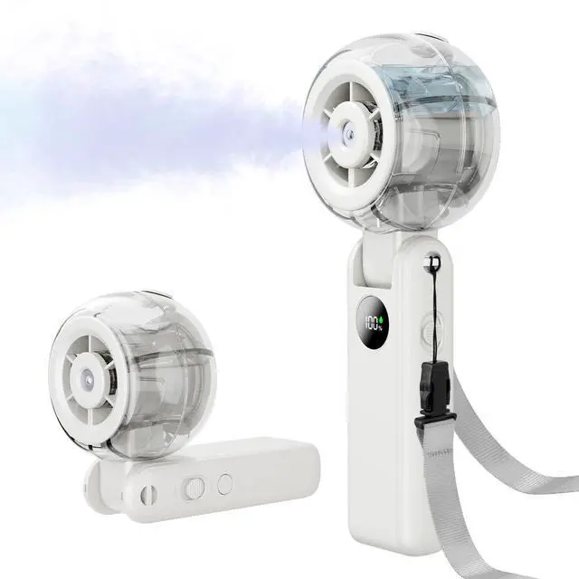 Main image of Portable Fan Handheld, Powerful Cooling Misting Fan Rechargeable, LED Display, 100 Speed Stepless Control, 155° Foldable, 4 IN 1 Personal Mist Fan for Outdoor, Travel, Makeup, Gifts for Men Women