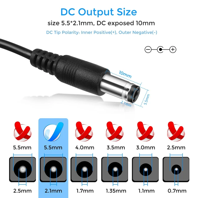 Alt view image 3 of 7 - LightingWill 12V 2A Power Supply, 24W Power Adapter, AC 100-240V to DC 12V Transformer, 5.5x2.1mm Wall Plug Charger for LED Strip Lights, Security Cameras and Other 12V Devices