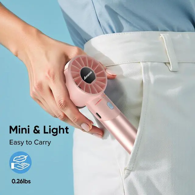 Alt view image 5 of 7 - Portable Handheld Turbo Fan, Mothers Day Gifts for Mom Her Women Girl, Cool Metal Body, Rechargeable Battery Personal Fan, Mini Pocket Fans for Camping Outdoor Travel Cruise Makeup Essentials