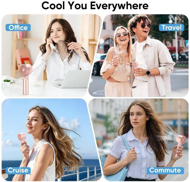 Alt view image 7 of 7 - Portable Handheld Turbo Fan, Mothers Day Gifts for Mom Her Women Girl, Cool Metal Body, Rechargeable Battery Personal Fan, Mini Pocket Fans for Camping Outdoor Travel Cruise Makeup Essentials