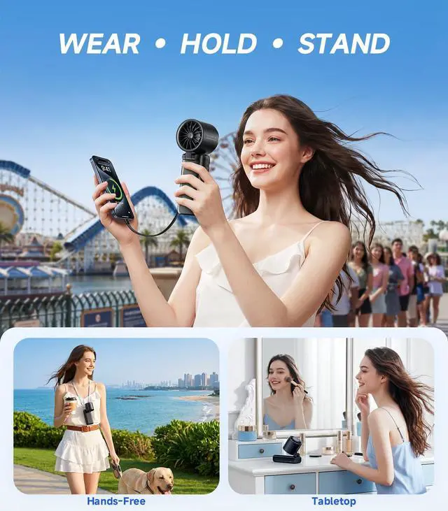 Alt view image 6 of 7 - Turbo Handheld Portable Fan, 15000mAh Rechargeable Personal Fan