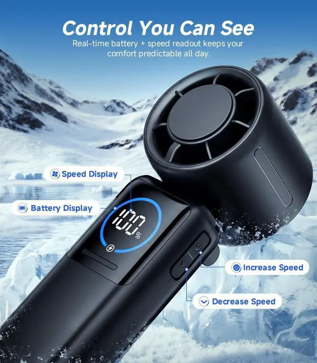 Alt view image 7 of 7 - Turbo Handheld Portable Fan, 15000mAh Rechargeable Personal Fan