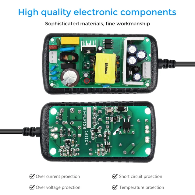 Alt view image 5 of 7 - LightingWill 12V 2A Power Supply, 24W Power Adapter, AC 100-240V to DC 12V Transformer, 5.5x2.1mm Wall Plug Charger for LED Strip Lights, Security Cameras and Other 12V Devices