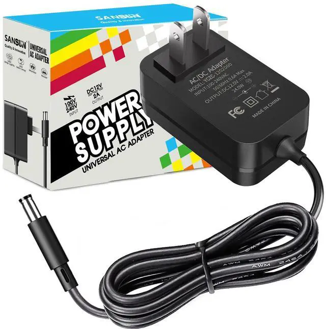 Main image of 12V 2A Power Supply, AC 120V to DC12V 5.5x2.1mm Jack Converter, 12 Volt LED Driver 24W Adapter Transformer for Strip Lights, Surveillance Cameras, External HDD, Monitor, CCTV (Pack of 1)