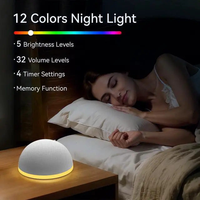 Alt view image 5 of 7 - Mini Portable Sound White Noise Machine Baby Shushing Sleep Soother Battery Noise Machine 12 Night Lights 30 Sleeping Sounds for Baby Kids Adults Dogs 4 Timer Memory Function for Home Travel Office