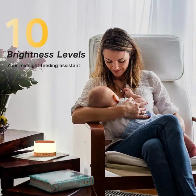 Alt view image 5 of 7 - Sound Machine White Noise Machine with 25 Soothing Sounds 12 Colors Light with 10 Adjustable Levels 32 Adjustable Volumes 5 Timers Portable Sleep Machine for Adults Kids Baby (Wood)