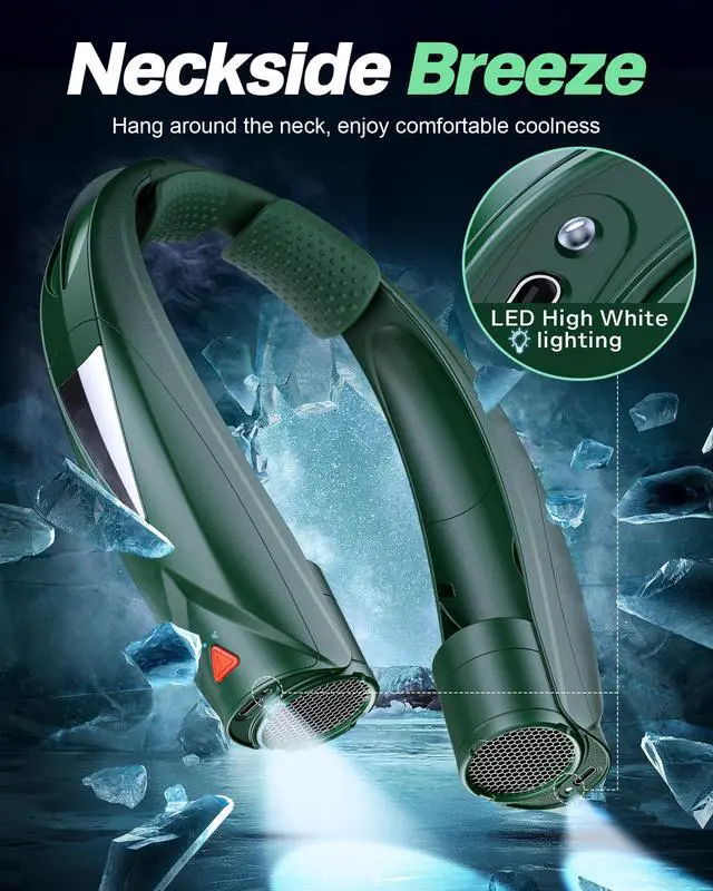Alt view image 2 of 7 - Hand Free Portable Neck Fan with LED Book Light for Men & Women | Comfortable Silicone Made, 6-20 Hours Long Lasting, 6 Adjustable Speeds, Ultra Quiet Personal Neck Cooler for Indoor Outdoor