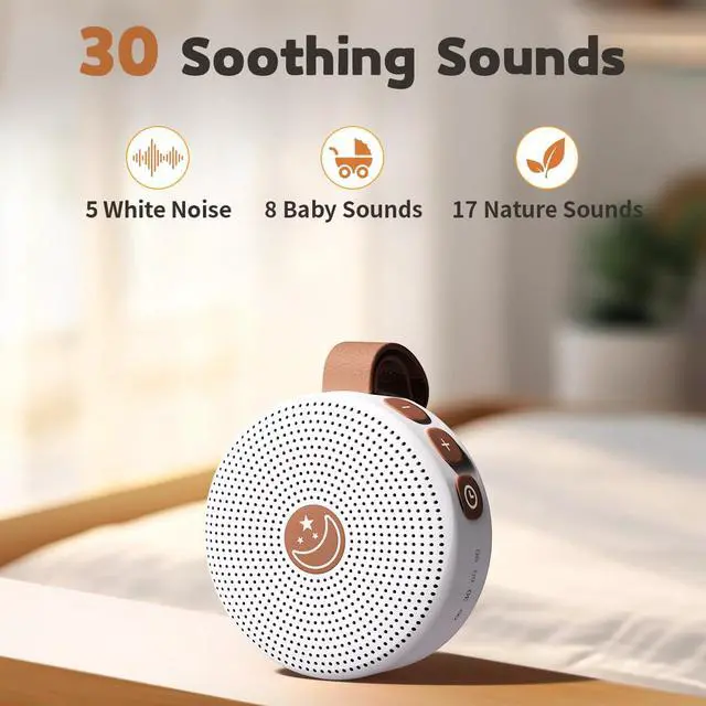 Alt view image 3 of 6 - Portable Sound Machine Mini White Noise Machine Baby Shushing Brown Noise Machine with 30 Soothing Sounds for Kids Adults Dogs Auto-Off Timer 32 Volume Levels Sleep Machine for Home Office Privacy