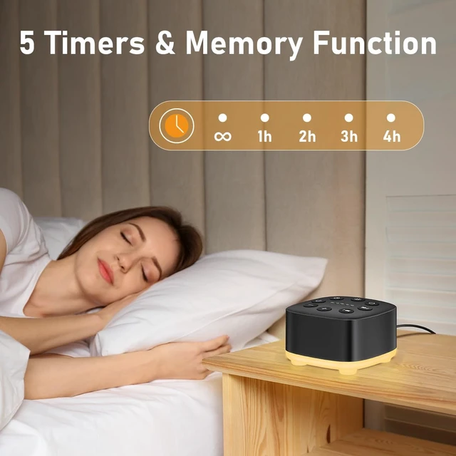 Alt view image 4 of 7 - White Noise Sound Machine 30 Soothing Sounds with 32 Volume Control 12 Night Light 5 Timers Portable Sleep Machine for Travel Powered by AC or USB Sleep Therapy for Baby Kids Adults (Black)