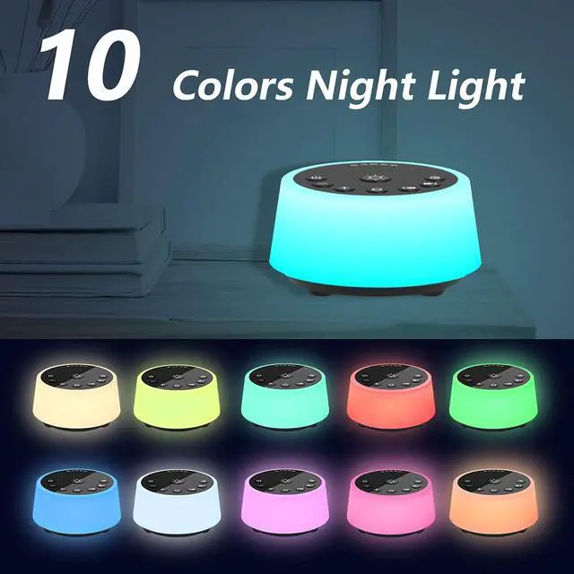 Alt view image 3 of 7 - Sound Machines with 10 Colors Night Light 25 Soothing Sounds and Sleep White Noise Machine 32 Volume Levels 5 Timers Adjustable Brightness Memory Function for Adults Kids Baby