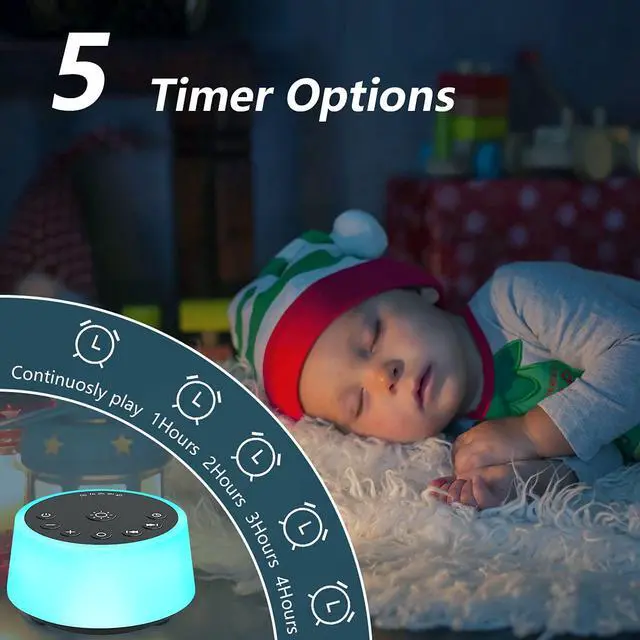 Alt view image 4 of 7 - Sound Machines with 10 Colors Night Light 25 Soothing Sounds and Sleep White Noise Machine 32 Volume Levels 5 Timers Adjustable Brightness Memory Function for Adults Kids Baby