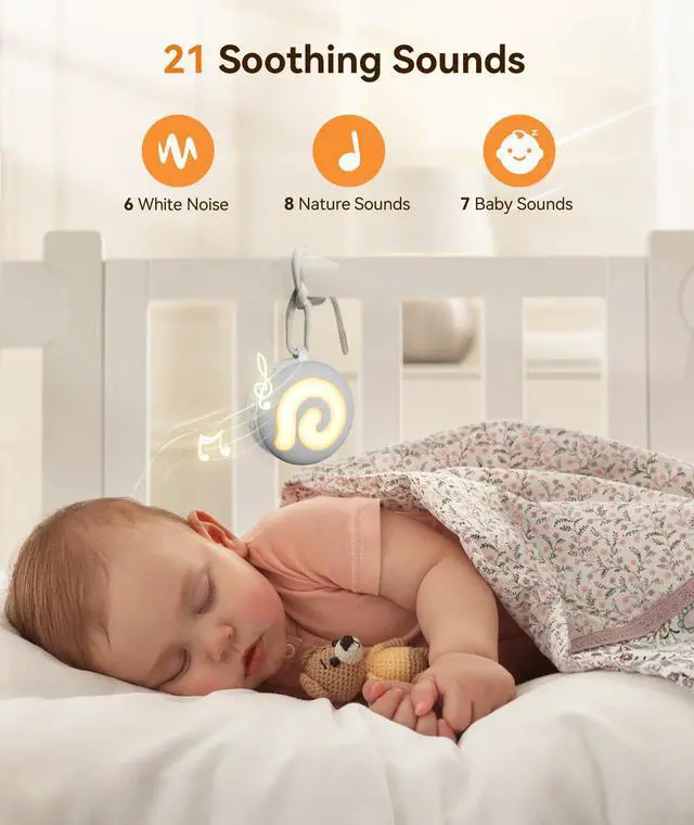 Alt view image 3 of 7 - Portable Sound Machine Baby - D11 White Noise Machine for Baby Sleeping with Night Light, White Noise, Lullaby, Nature Sounds, Child Lock, USB Rechargeable Sound Machine for Travel Nursery